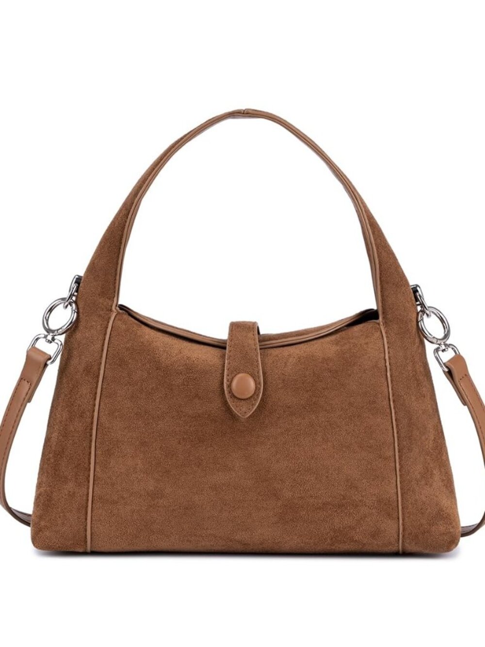 Suede Shoulder Bag for Women, Vintage Half-Moon Hobo Tote Handbag, Soft Suede